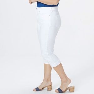 NYDJ 16 P Petite Marilyn Cuffed Crop White NEW NWT
